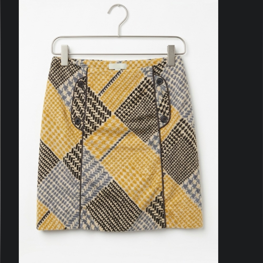 Maeve Yellow and Cream Patterned Skirt